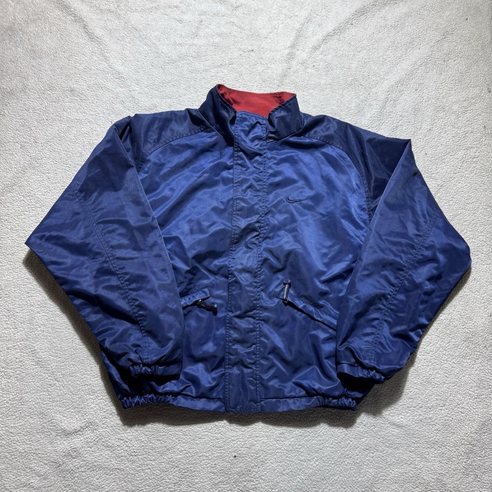 Vintage Nike Windbreaker Jacket Mens Medium Blue Full Zip Up Vented Zip Pockets